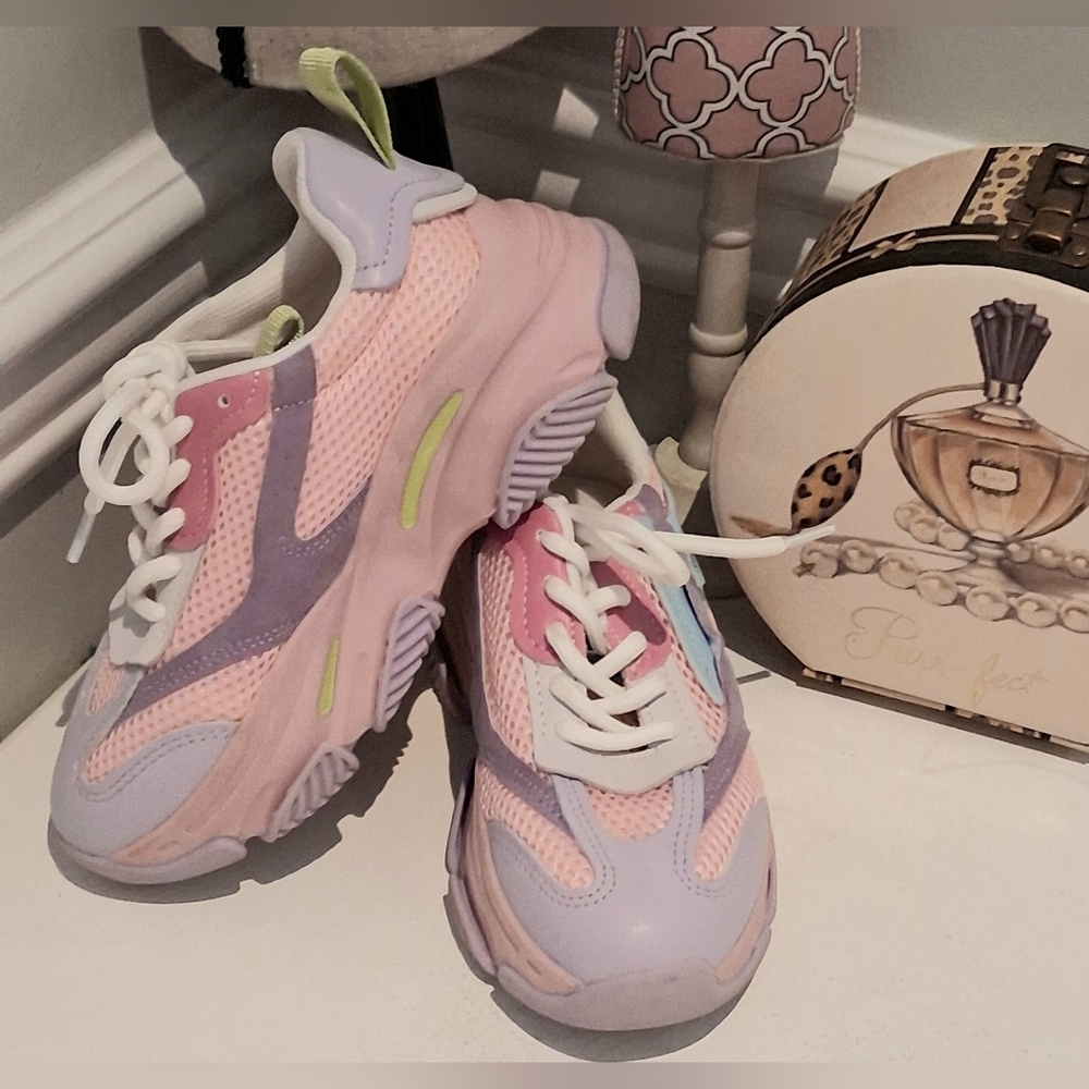 Steve Madden Multi Pastel Color J Possession Sneaker Tennis Shoe Sz 13 Kids